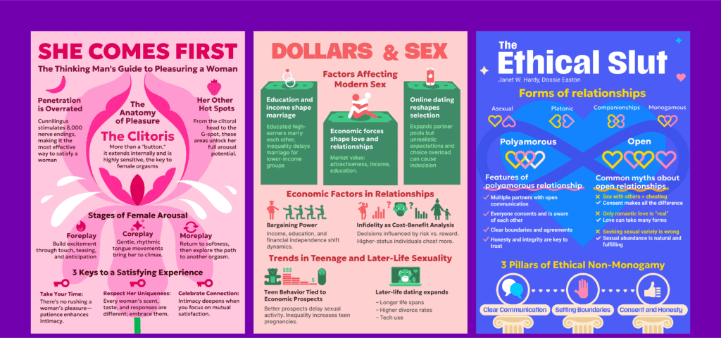 Illustrated sex education infographics